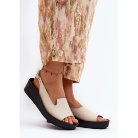 Zazoo 2893 Women's Leather Sandals on a Thick Sole, Light Beige 2
