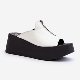 Zazoo 2916 Women's Flip-Flops On A Massive Platform With A Zipper, White 1