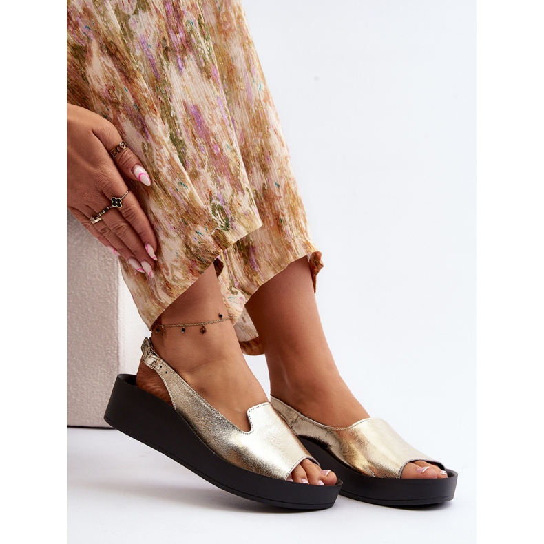 Zazoo 2893 Women's Leather Sandals with a Thick Sole, Gold golden 1 Zazoo 2893 Women's Leather Sandals with a Thick Sole, Gold golden 1