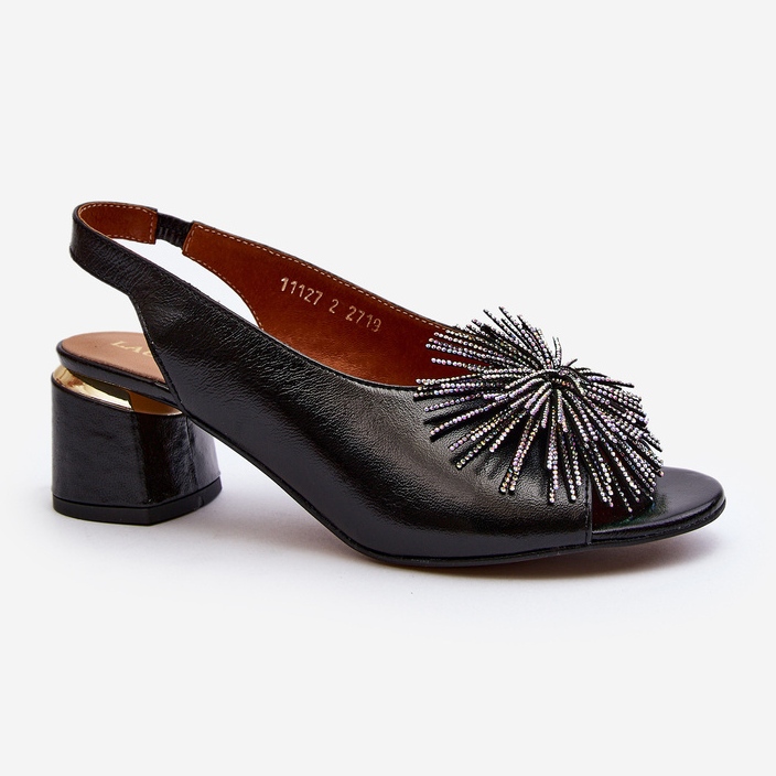 Leather Sandals With Decoration Laura Messi 2719 Black 2