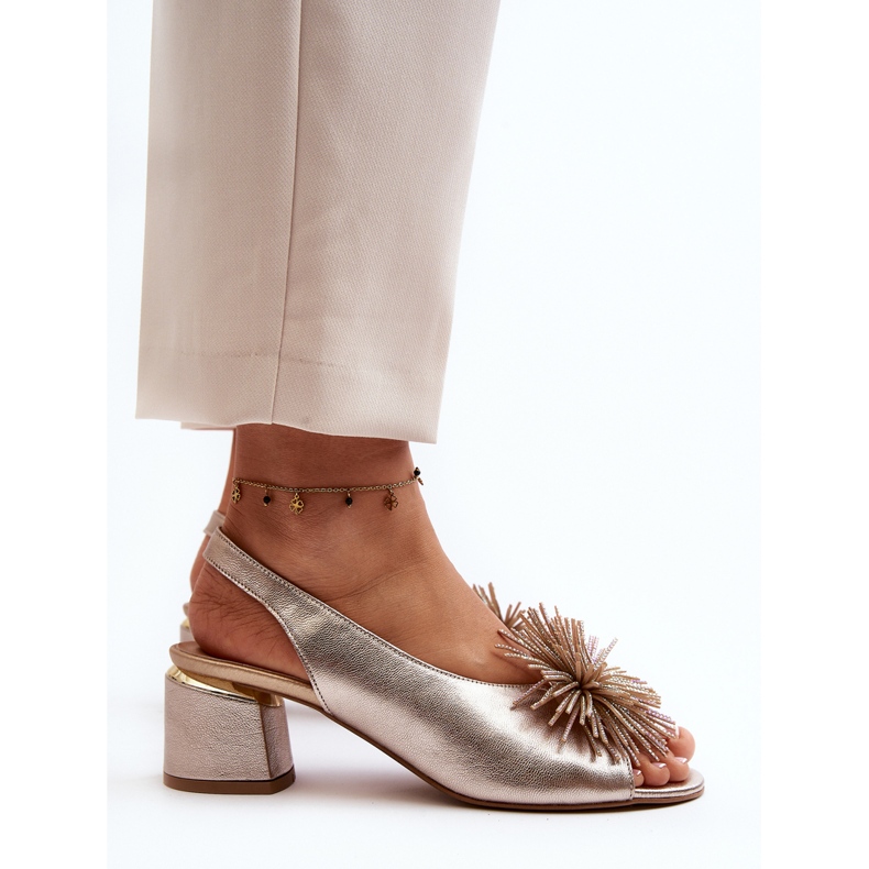 Leather Sandals With Decoration Laura Messi 2719 Gold golden 1