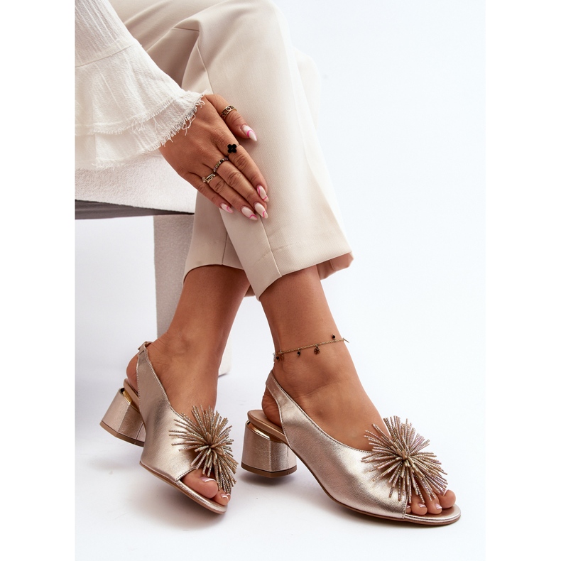 Leather Sandals With Decoration Laura Messi 2719 Gold golden 2