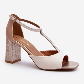 Leather Sandals on a High Heel Laura Messi 2759 Beige 2 Leather Sandals on a High Heel Laura Messi 2759 Beige 2