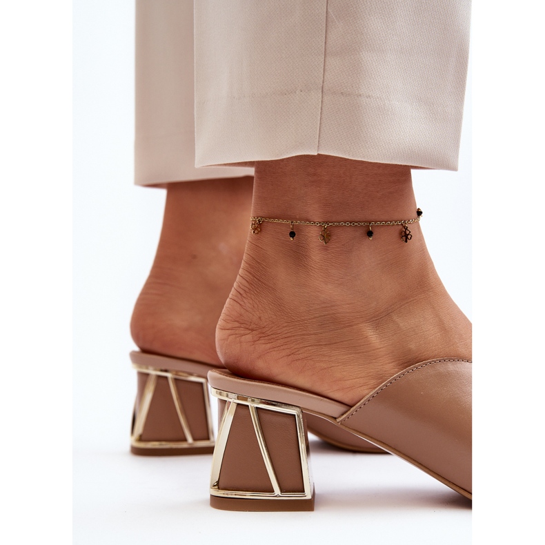 Elegant Women's High Heel Flip-Flops Laura Messi 2771 Beige 2