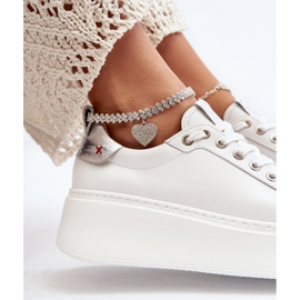 Leather Women's Sneakers with Bracelet CheBello 4406 White 1