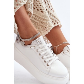 Leather Women's Sneakers with Bracelet CheBello 4406 White 2