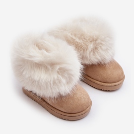 Children's Insulated Snow Boots With Fur, Beige Nohie 2
