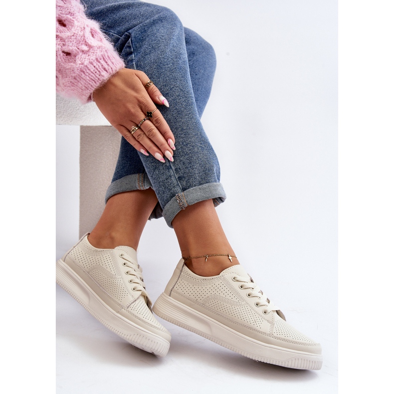 Sergio Leone Women's Leather Sports Shoes Sneakers White Failla 1