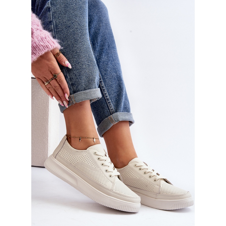 Sergio Leone Women's Leather Sports Shoes Sneakers White Failla 2