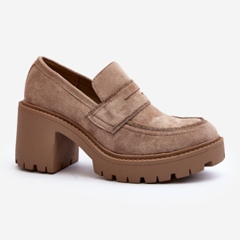 Women's Chunky Heel Shoes Khaki Feneli beige 1