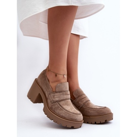 Women's Chunky Heel Shoes Khaki Feneli beige 2