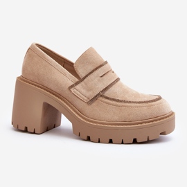 Beige Feneli Women's Chunky Heel Shoes 1