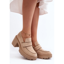 Beige Feneli Women's Chunky Heel Shoes 2