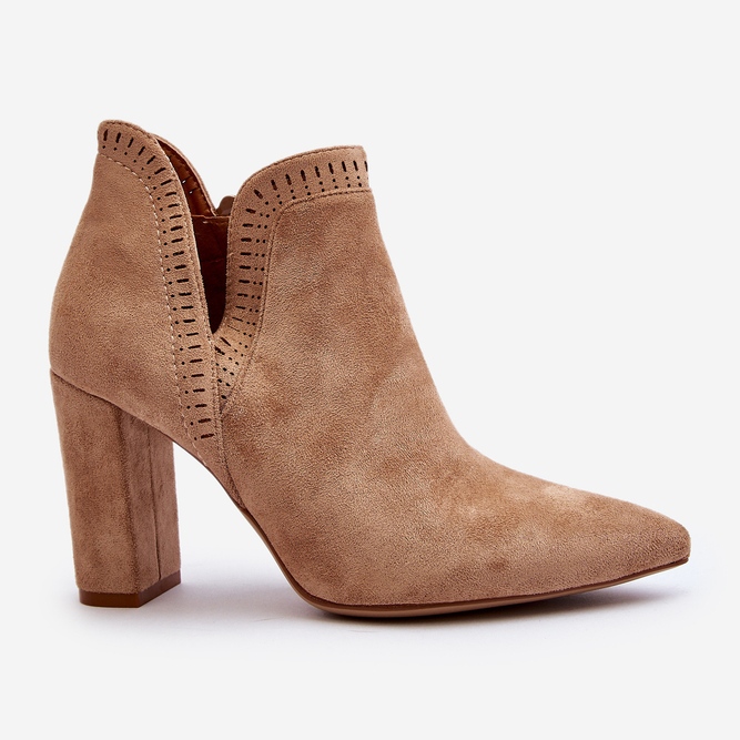 Women's High Heel Ankle Boots With Cut-Out Beige Kerestia 1 Women's High Heel Ankle Boots With Cut-Out Beige Kerestia 1