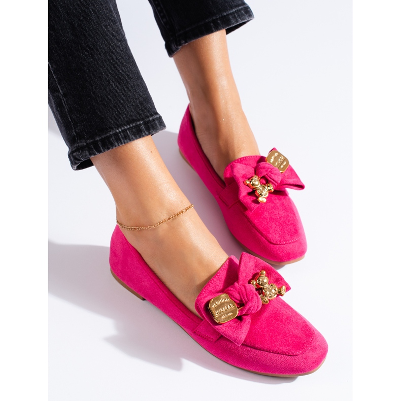 Women's fuchsia suede moccasins pink 1