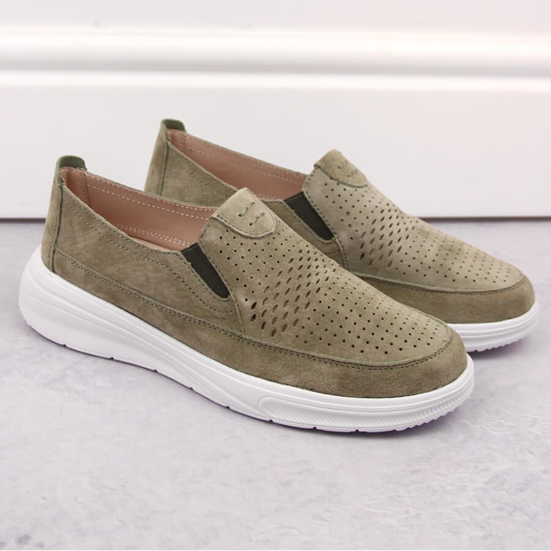 Women's leather openwork sports slip-on shoes, green T.Sokolski 278 1 Women's leather openwork sports slip-on shoes, green T.Sokolski 278 1