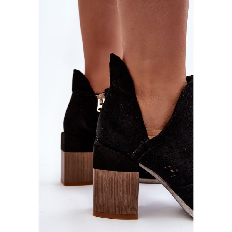 Women's Openwork Ankle Boots on a High Heel Black Niartima 1