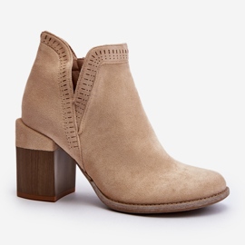 Light beige Jolnima ankle boots on a massive high heel with a cutout 1