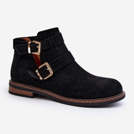 Women's Flat Boots With Straps Black Melviana 2
