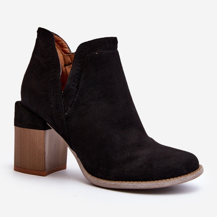 Black Jolnima ankle boots on a massive high heel with a cutout 1
