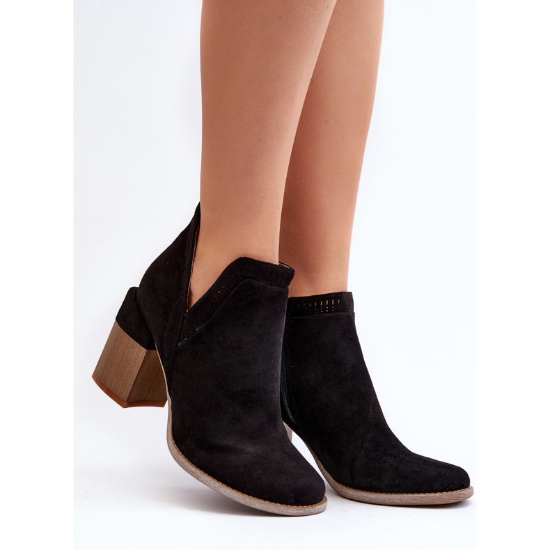 Black Jolnima ankle boots on a massive high heel with a cutout 2