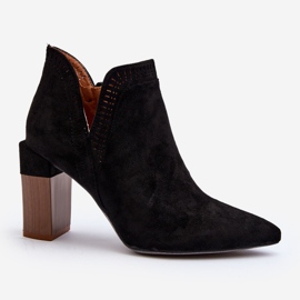 Black Vailen High Heel Ankle Boots With Openwork Pattern 1