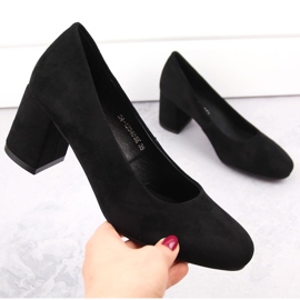 Women's black suede high-heeled pumps Potocki SZ12340 1