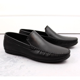 Leather men's shoes, black moccasins, T.Sokolski W1401-1 1