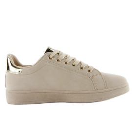 Sweet lips sneakers with patches FB-15 BEIGE / GOLD 2