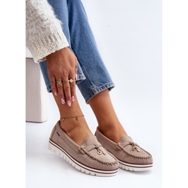 Women's Beige Platform Moccasins Railav 1