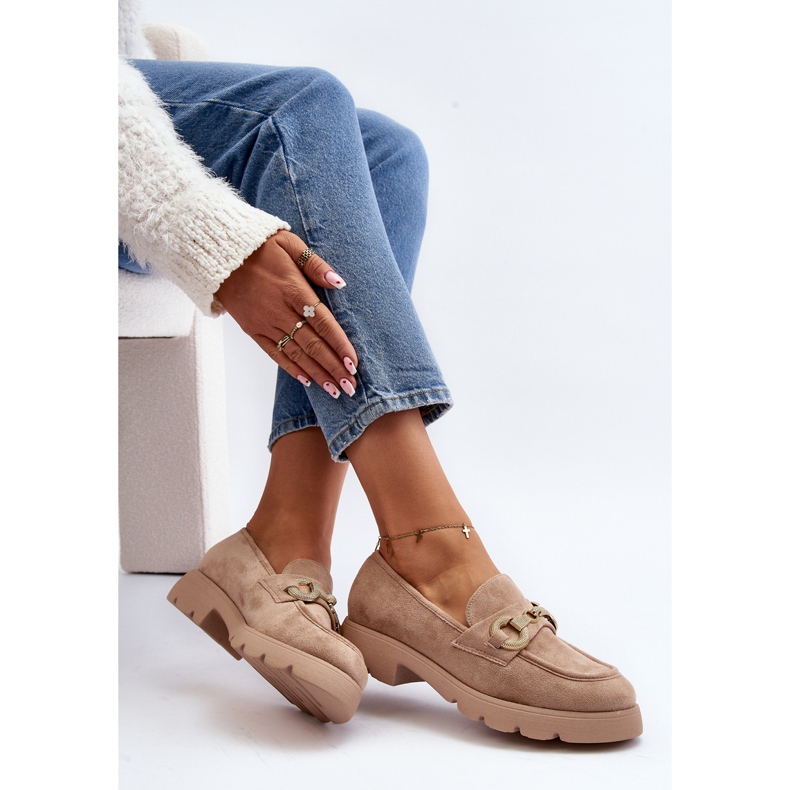 Women's Beige Railenes Decorated Moccasins 1