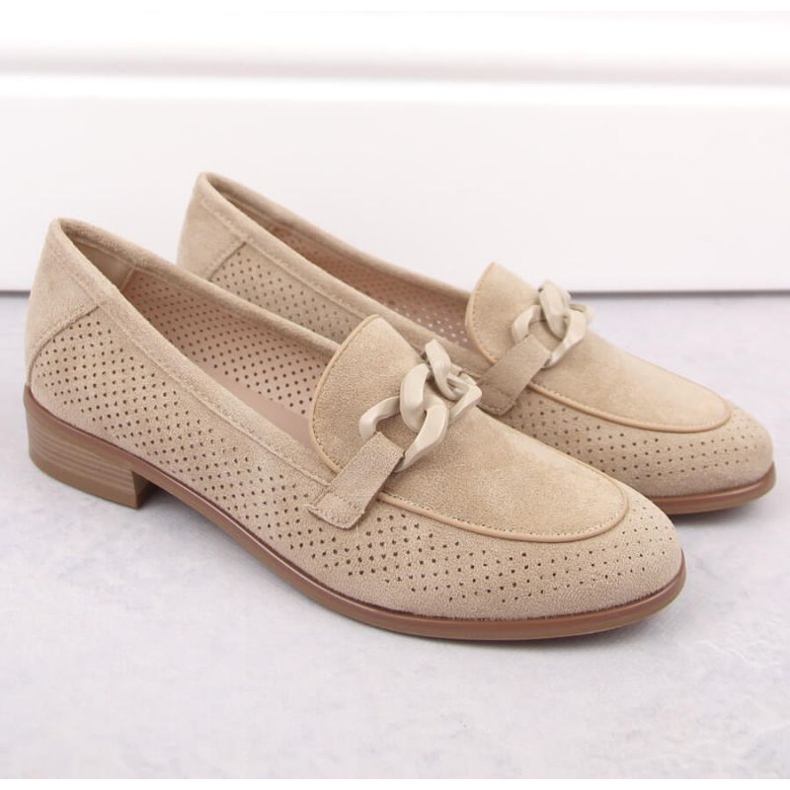 Potocki W WOL211B suede openwork shoes, beige 2