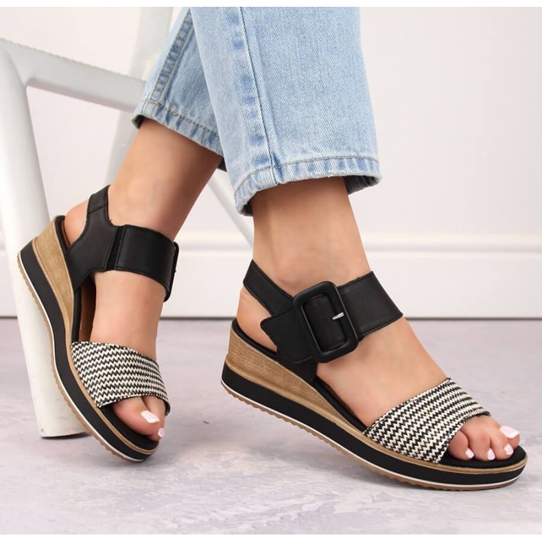 Rieker Leather wedge sandals Remonte W RKR646 1