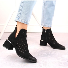 Suede high-heeled ankle boots Potocki W WOL213A, black 2