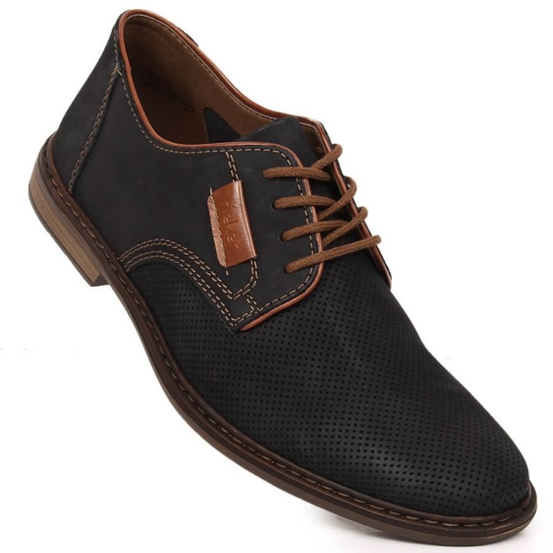 Comfortable leather shoes Rieker M RKR576 navy blue 1