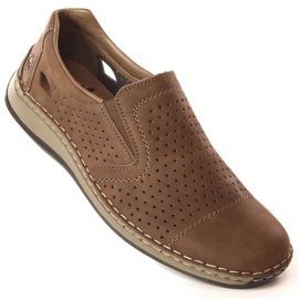 Leather openwork shoes Rieker M RKR198A brown 1