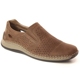 Leather openwork shoes Rieker M RKR198A brown 2