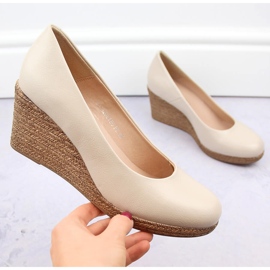 Women's beige wedge shoes Potocki SZ12024 1