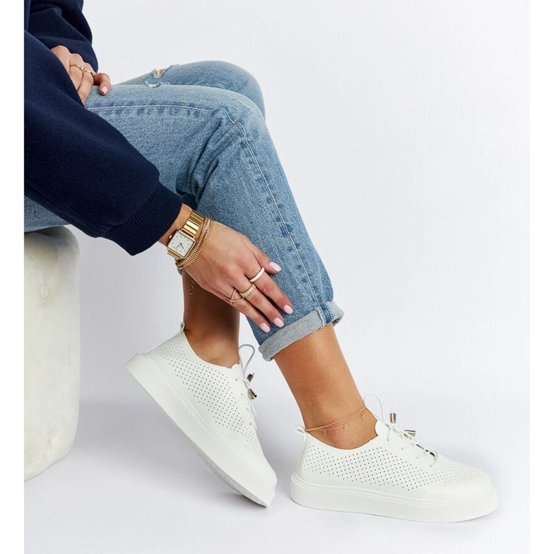 Laytonville white perforated sneakers 1