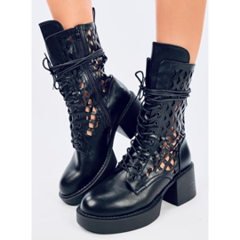 Vines Nero openwork ankle boots black 1