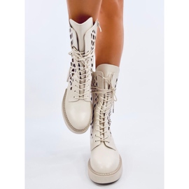 Vines Beige openwork ankle boots 1