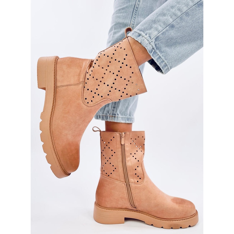 Issey Khaki openwork boots beige 2