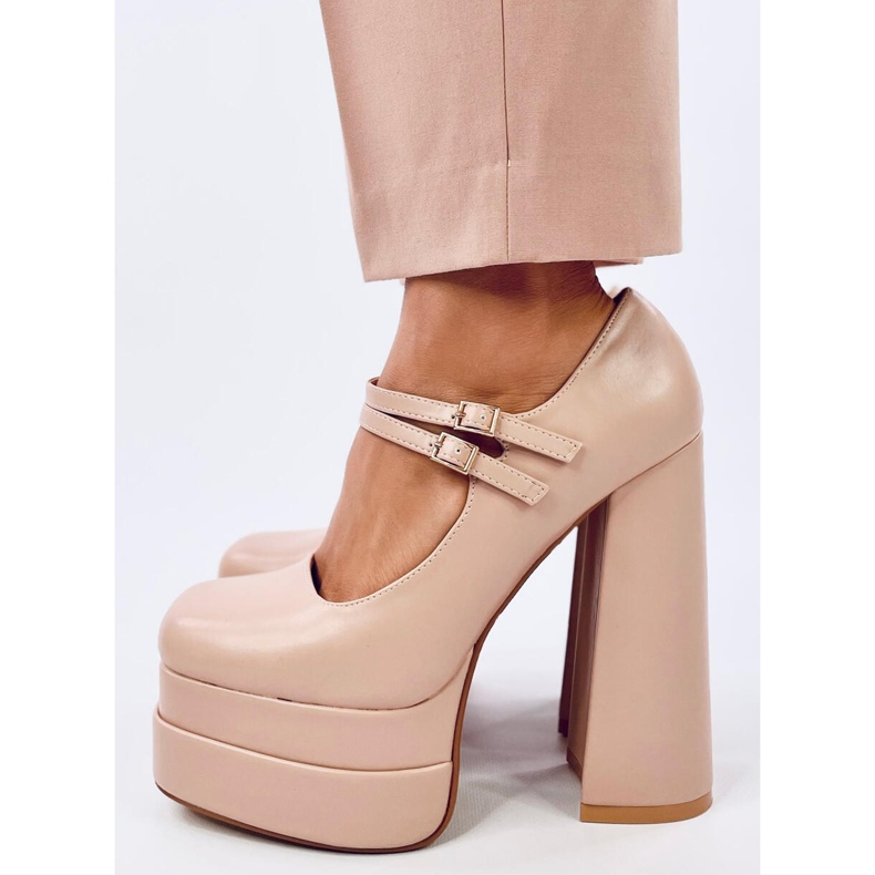 Loit Beige grain platform pumps 1