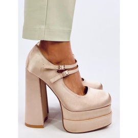 Prandi Beige satin platform pumps 1