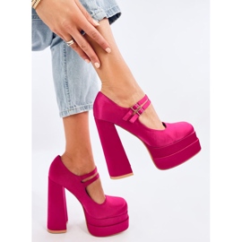 Prandi Fuchsia satin platform pumps pink 1