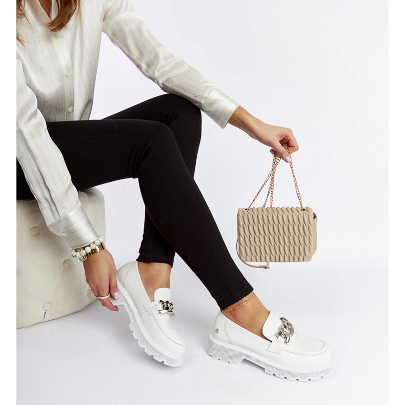 White leather moccasins Goe LL2N4038 2