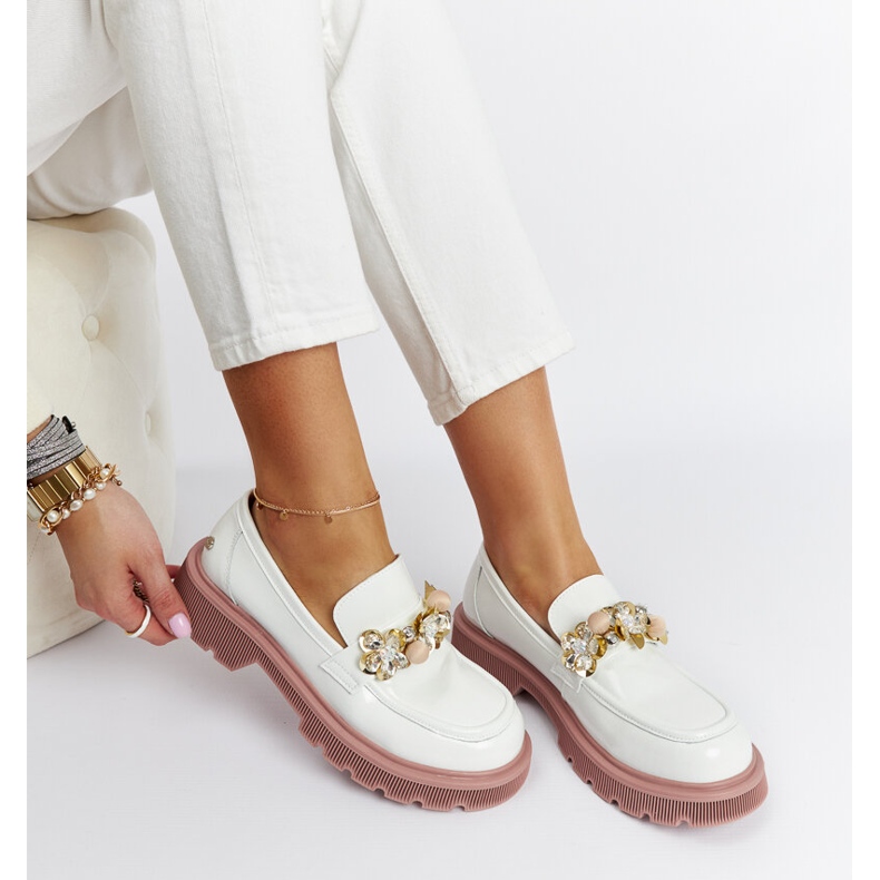 White patent leather moccasins Goe NN2N4201 1