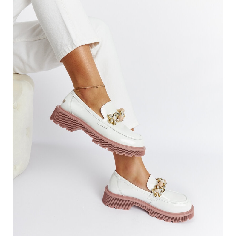 White patent leather moccasins Goe NN2N4201 2