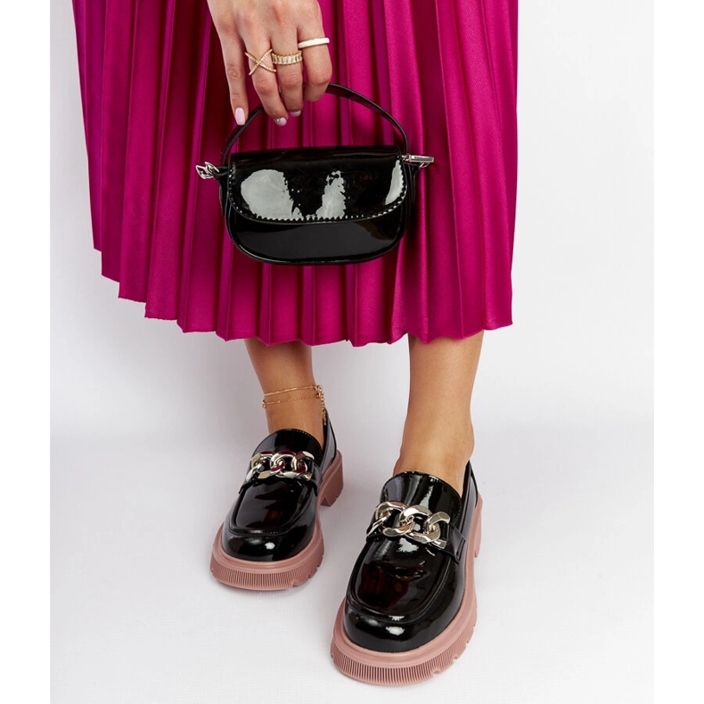 Black leather moccasins Goe LL2N4039 2