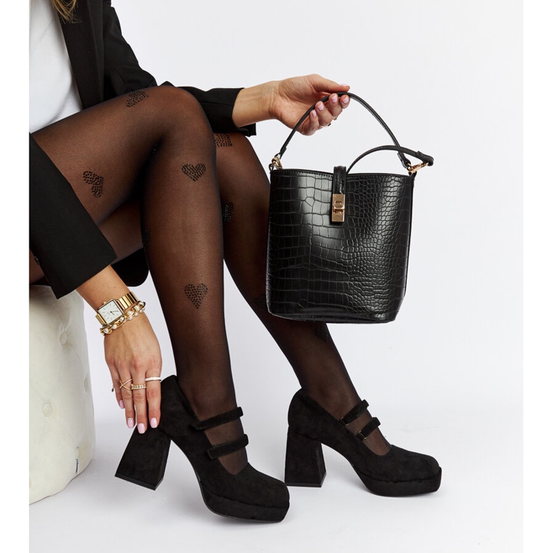 Cher black pumps with a massive block heel 1